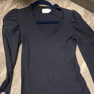 Nation LTD Black Long Sleeve V-Neck Top
